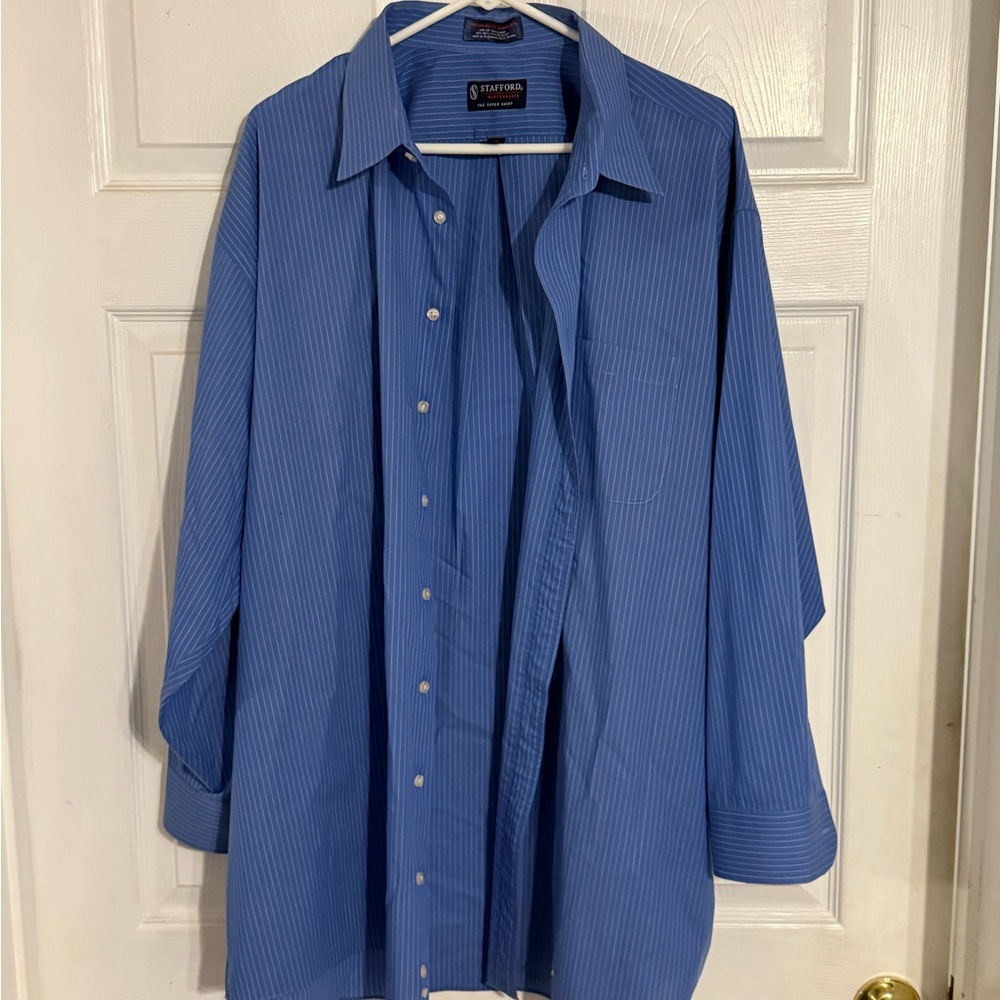 Stafford Performance Men's Blue Striped Shirt